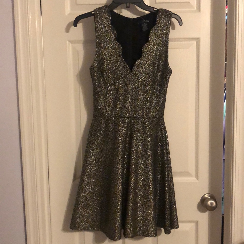 Aqua women’s gold mini fit &flare cocktail dress